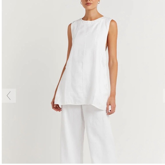 DISSH LOVATO WHITE LINEN RING LINEN TUNIC TOP US 6 - Picture 3 of 10